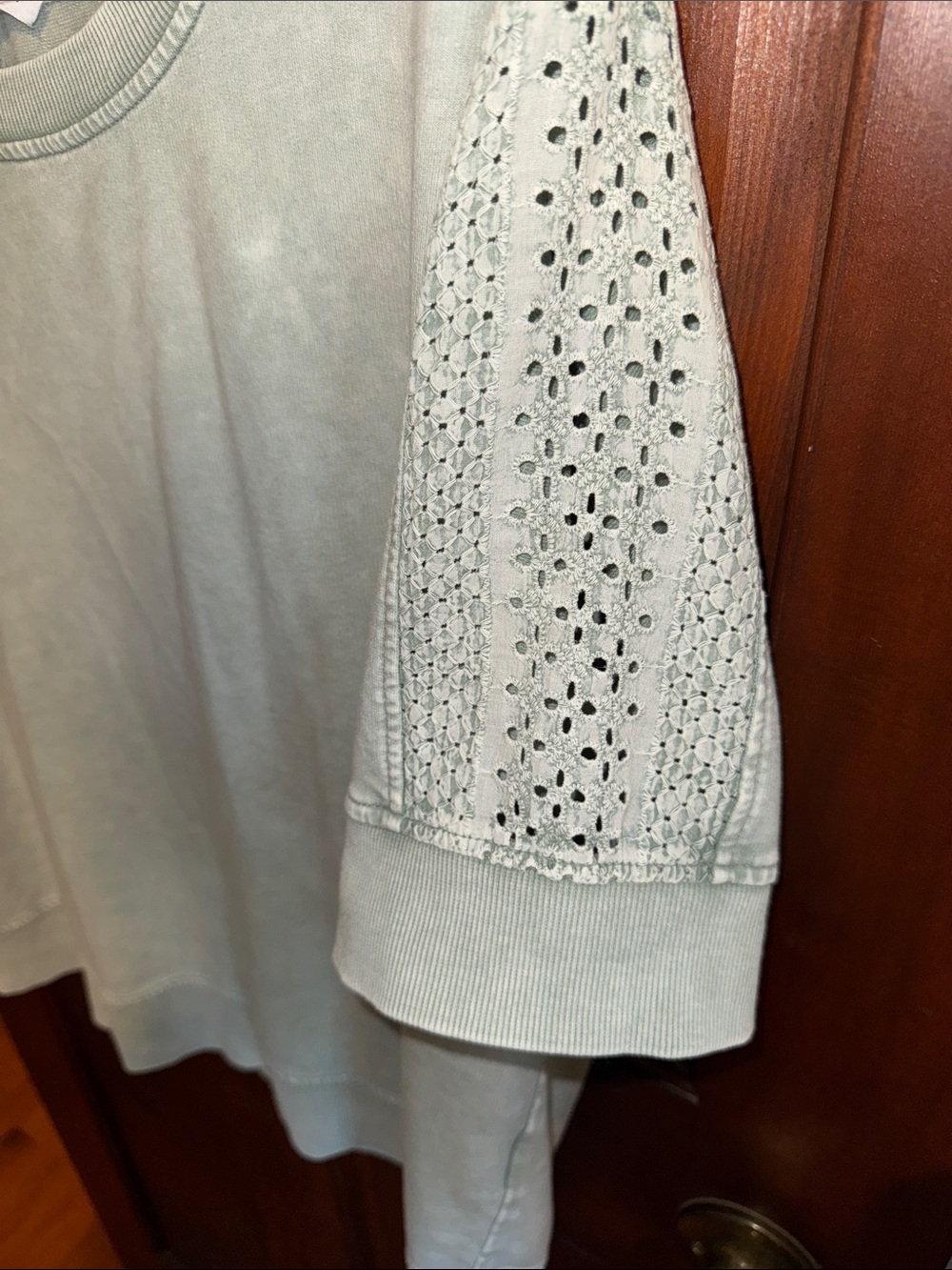 Jane and Delancey Short-Sleeve Crewneck Sweatshirt in Sage Green - Picture 4 of 5